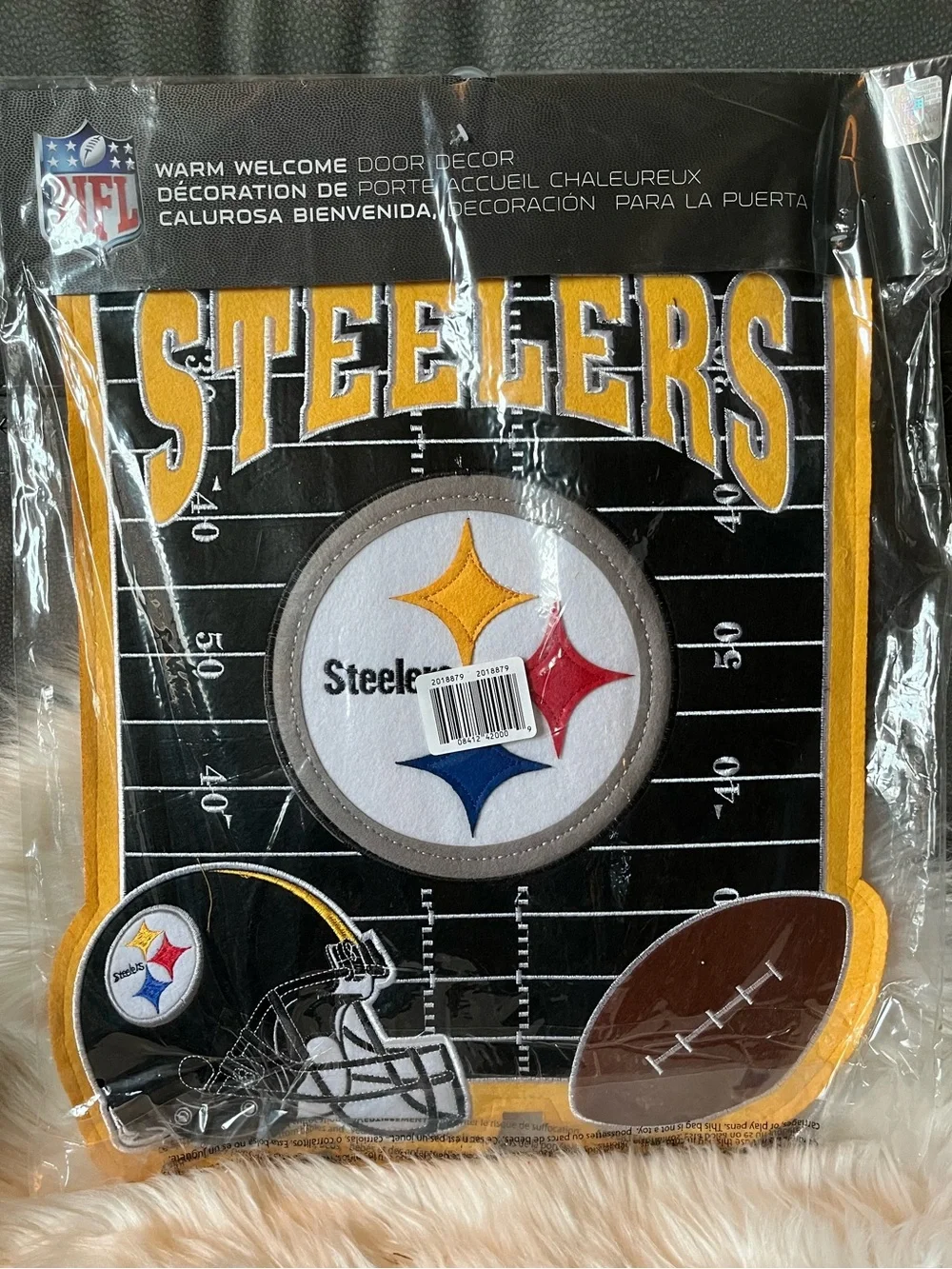 NWOT DOOR HANGER Pittsburgh Steelers Black & Gold Door Decor - Team Welcome